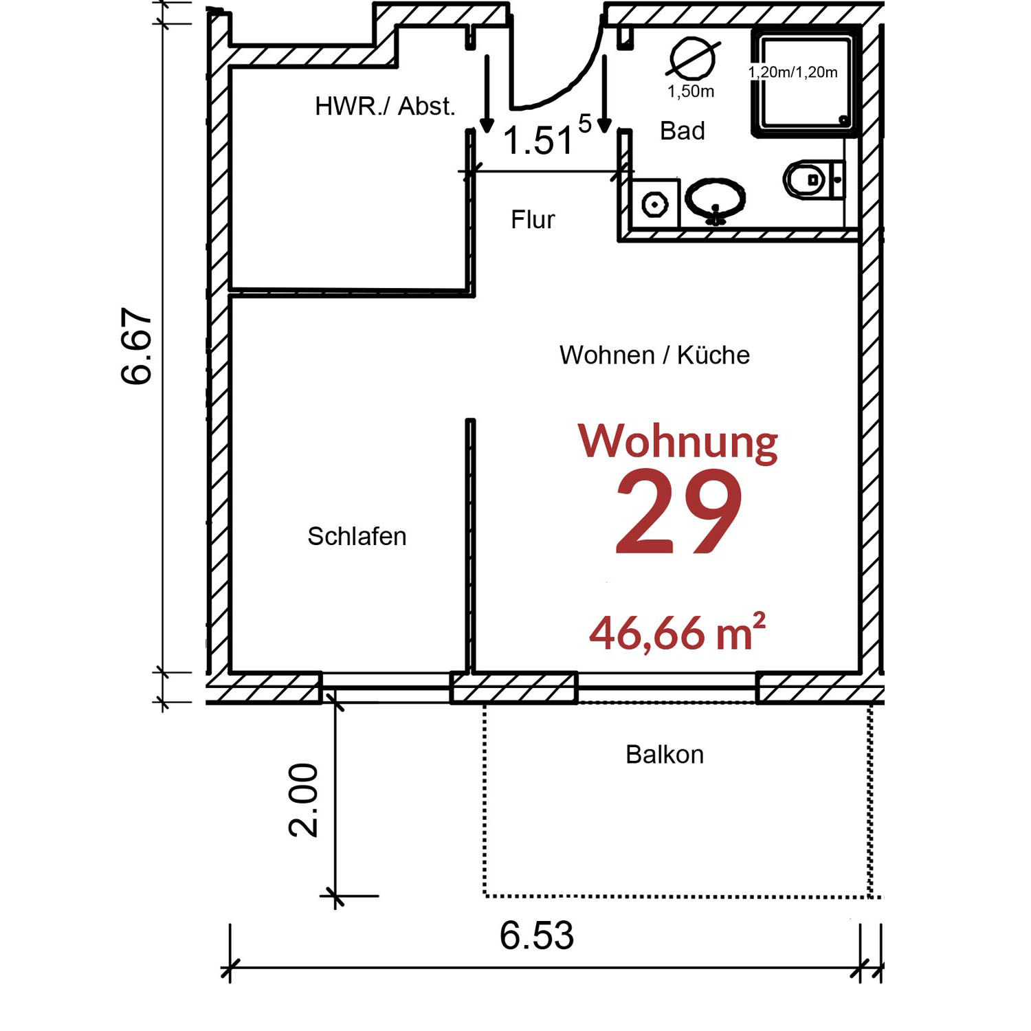 Grundriss der Wohnung 29 Grundriss Wohnung Nr. 29